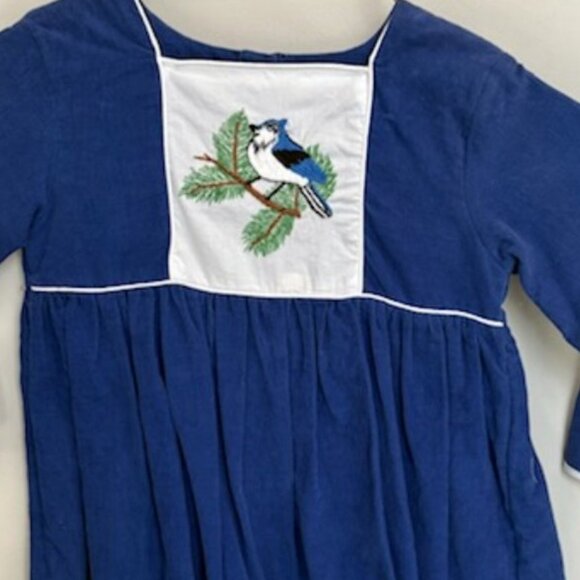 The Bubble Bee Blue Bird Embroidered Corduroy Dress - Picture 6 of 6